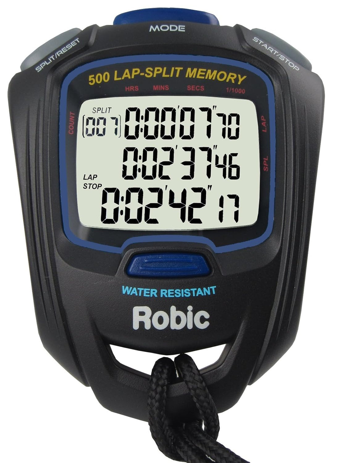 Robic SC-757W 500 Dual Memory Stopwatch, Black/Blue
