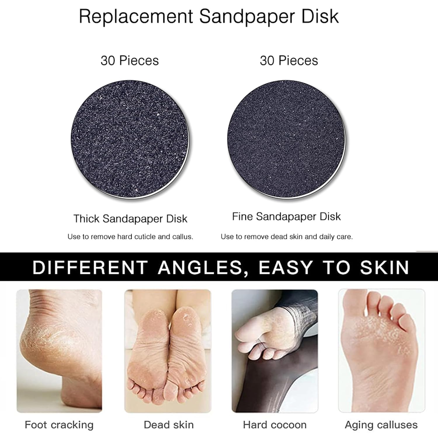 Electric Foot Callus Remover,LXIANGN Electronic Foot File Grinder with Speed Adjustable and 60pcs Replacement Sandpaper Discs,Pedicure Foot File Sander for Men Women Dead Cracked Hard Skin Calluses