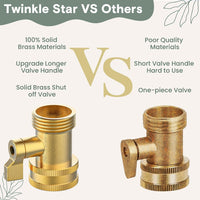 Twinkle Star Heavy-Duty Brass Adjustable Twist Hose Nozzle, High Pressure Hose Nozzle with On-Off Valve, Leak-Free Operation 3/4" GHT Connector 3 Pack