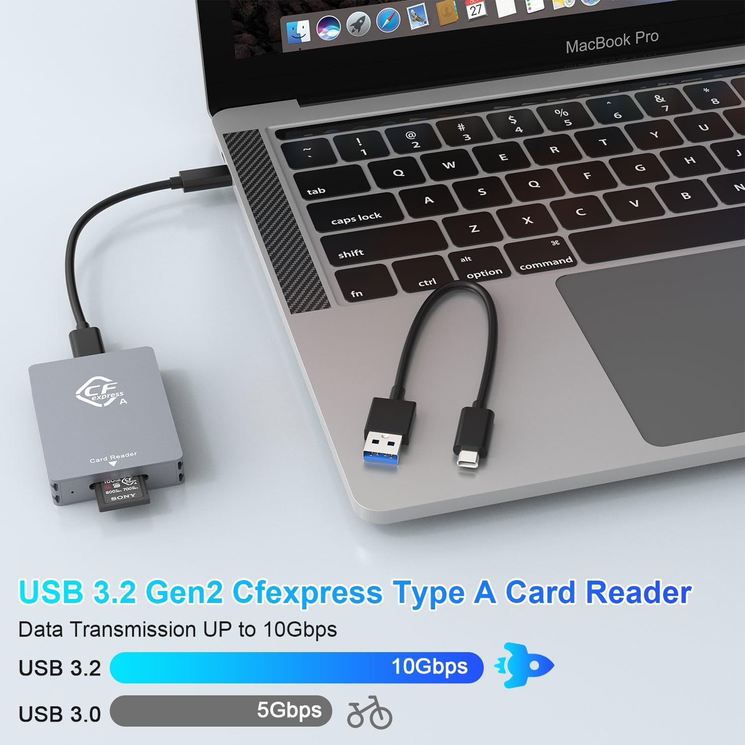 CFexpress Type A Card Reader,USB 3.2 Gen 2 10Gbps SuperSpeed CFexpress Type A Memory Card Adapter,Portable Aluminum Sony CFexpress Type A Reader with USB C to USB C/USB A Cable