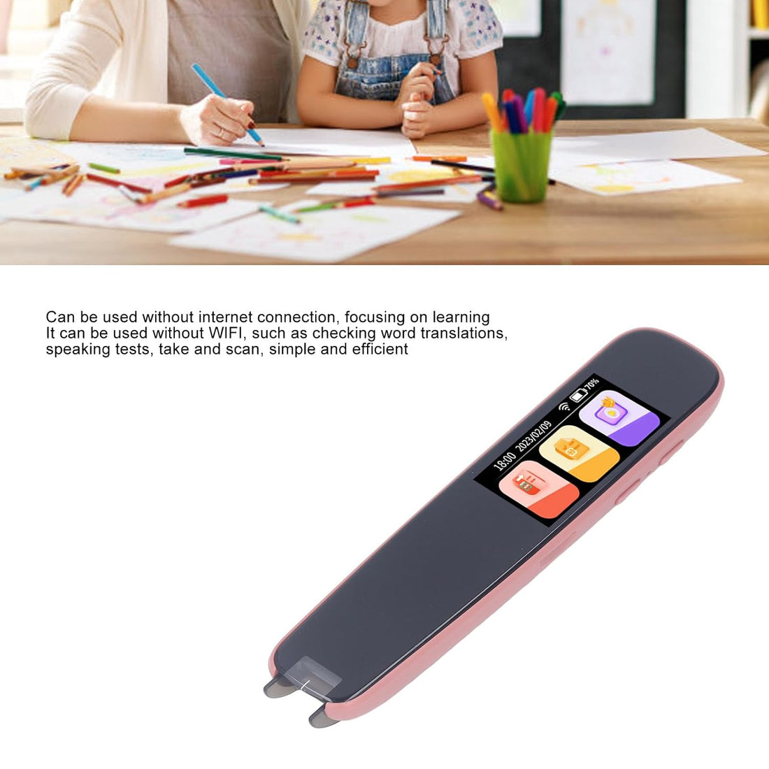 Language Translator Device, WiFi Bluetooth Dictionary Pen Pen Scanner with Touch Screen Text to Speech Device Translator Language Learning Pen Wireless Exam Reading Pen for Kids