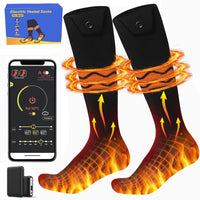 Heated Socks for Men Women, APP Remote Control Electric Heated Socks, 5V 5000mAh Rechargeable Battery Powered Heated Socks for Winter Skiing Hunting Fishing Camping