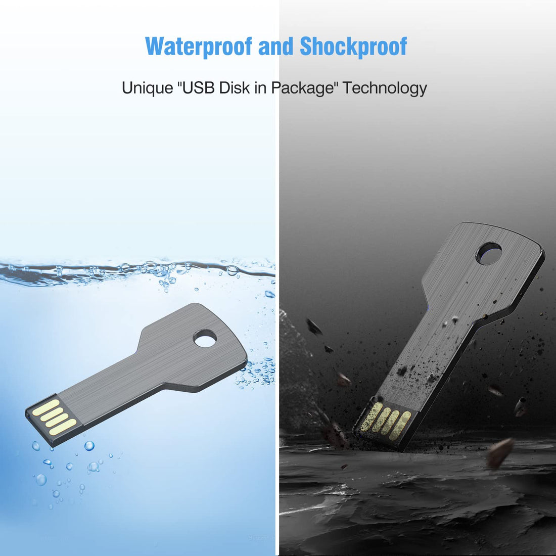 KOOTION 32GB USB Flash Drive, Metal Key Shaped 2.0 USB Memory Stick Pen Drive Black