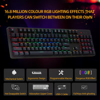 IROK FE104 Gaming Keyboard, RGB Wired Mechanical Keyboard, Hot Swappable Switch Customizable Backlit Detachable Magnet Adsorption Upper Cover Keyboard for Windows PC Gamers