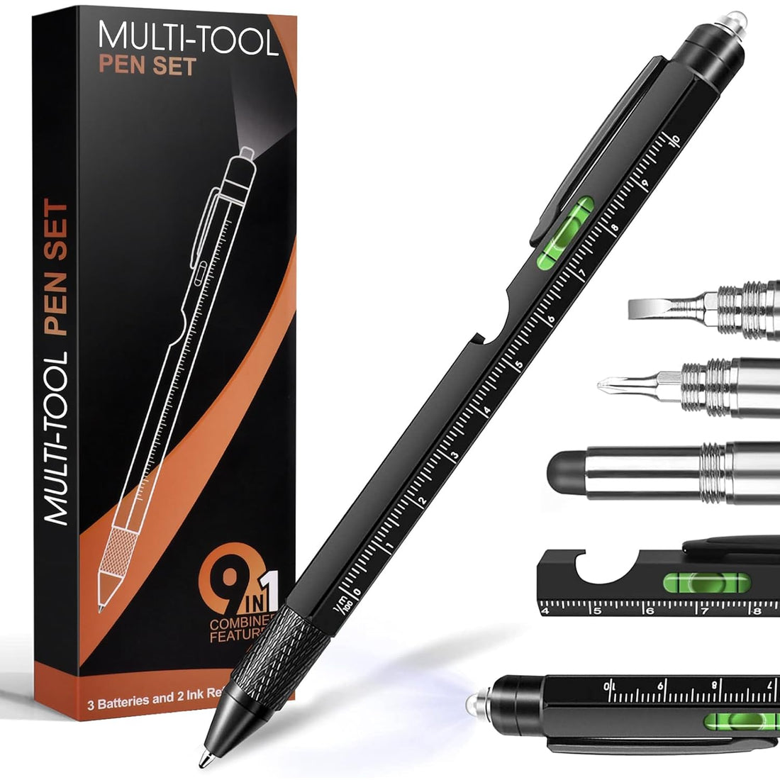 Gifts for Men, Dad Gifts from Daughter Son, Stocking Stuffers for Adults, 9 in 1 Multitool Pen, Cool Tools Gadgets for Men, Mens Gifts for Christmas, Valentines Day Gifts for Him Boyfriend Husband