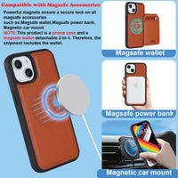 Ｈａｖａｙａ iPhone 14 Plus Phone Case Magsafe Compatible,iPhone 14 Plus Case Wallet with Card Holder,Magnetic Detachable,magnetica Mag-Safe Cover with Kickstand for Women and Men-Brown