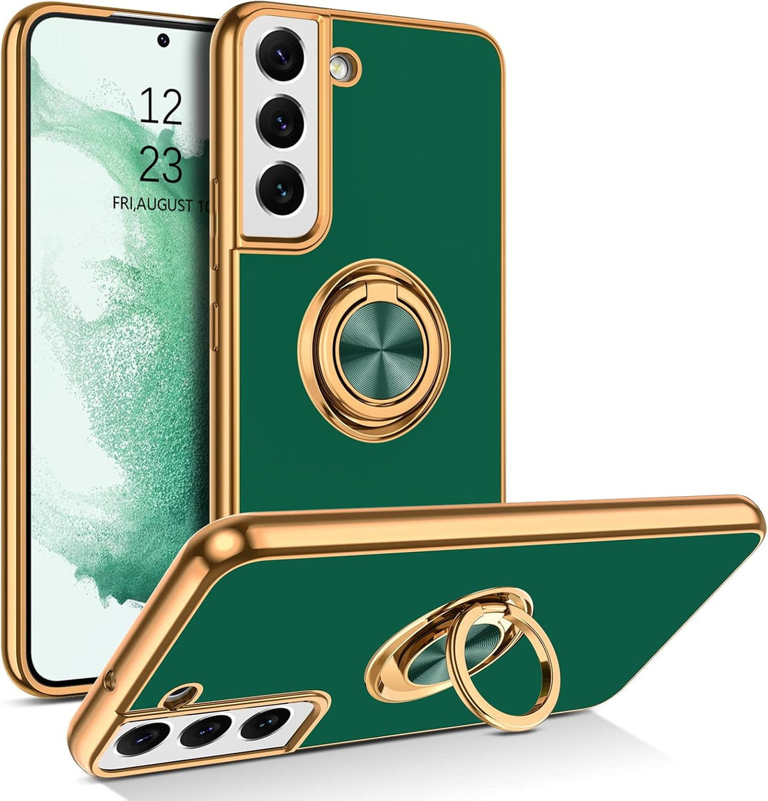 BENTOBEN Samsung Galaxy S22 Case, Slim Lightweight 360° Ring Holder Kickstand Support Car Mount Shockproof Women Men Non-Slip Protective Case for Samsung Galaxy S22 6.1" 2022, Deep Green