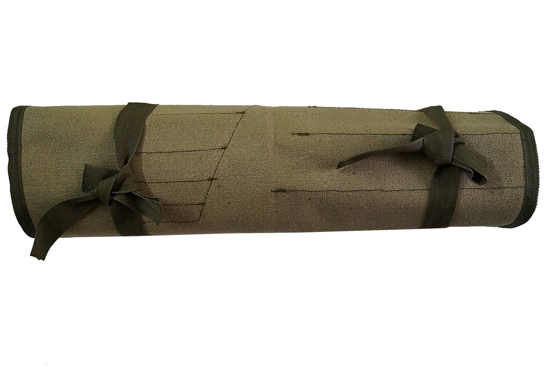 Bull Tools BT 1709 Wrench Roll 28 Pocket Dyed and Sand Washed HW 100% Dyed Cotton Duck Canvas (Olive Drab)