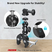 SMALLRIG Super Camera Clamp Mount for Gopro and Phone, Adjustable Camera Mount with Gopro Adapter and Phone Mount 4373