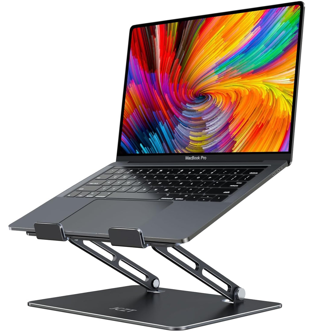 JCZT Adjustable Laptop Stand for Desk, Portable Laptop Riser, Aluminum Laptop Stand Foldable, Ergonomic Computer Notebook Stand Holder for MacBook Air Pro, Dell, HP 10-16'', Black