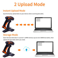 Symcode Wireless 2D Bluetooth Barcode Scanner with Stand, 3 in 1 Bluetooth & 2.4GHz Wireless & USB Wired Connection, Industrial Dustproof and Waterproof, QR Image Bar Code Reader with Vibration Alert