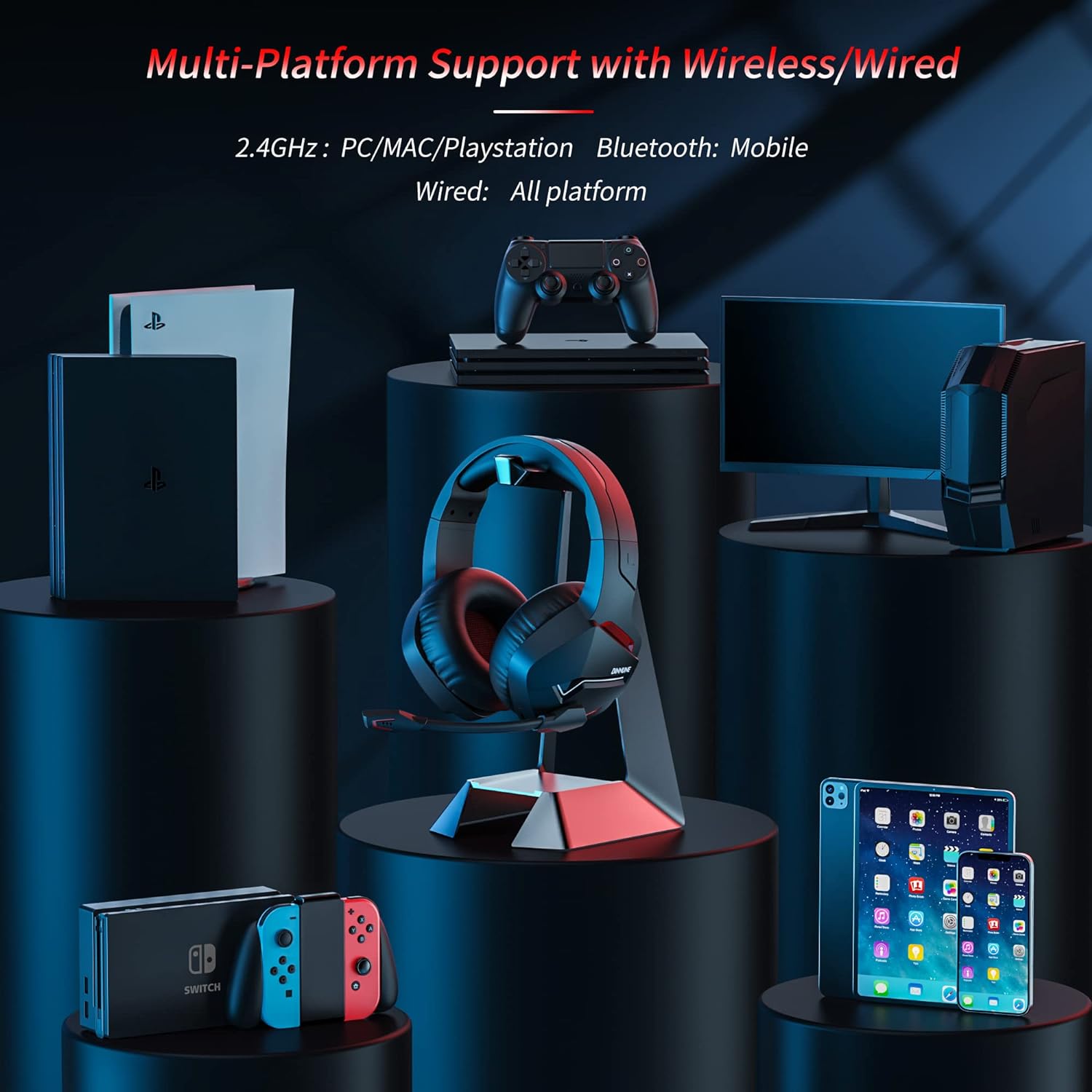 BINNUNE Wireless Gaming Headphones