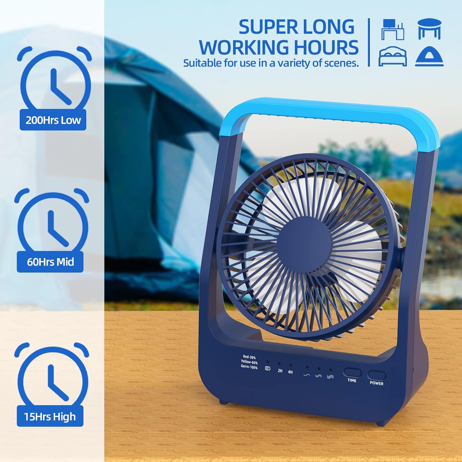 Rechargeable Battery Powered Fan,20000 mAh Personal Desk Fan,Portable USB Table Fan,Timer Off Quiet Desk Fan,200 Hours Working Time,Power Bank Fan for Study,Bedroom,Office,Camping