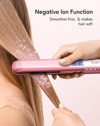 wavytalk Salon Flat Iron Hair Straightener, Negative Ion Flat Iron With Titanium Plates Get Frizz-Free Hair, Dual Voltage Flat Iron For Hair With Auto Shut-Off (Rose Gold)