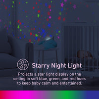 PureBaby™ Sound Sleepers Portable Sound Machine & Star Projector - Plush Sleep Aid for Baby and Toddlers with Soothing Night Light Display, 10 Lullabies, White Noise, and Heartbeat Sounds (Narwhal)