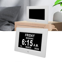 Digital Day Clock, 7 Inch 8 Languages Auto Dimmable Day Clock, Digital Calendar Alarm Day Clock with Unabbreviated Week Month Date for Elderly 110‑240V (US Plug)