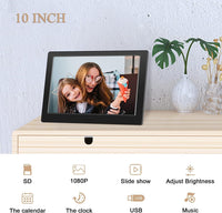 YOUYU Digital Photo Frame 10 Inch, Digital Picture Frame, Remote Control, Plug & Play, IPS Display, Automatic Playback Photo/Video/Calendar/Clock, Electric Frame Supports USB and SD card (Black)