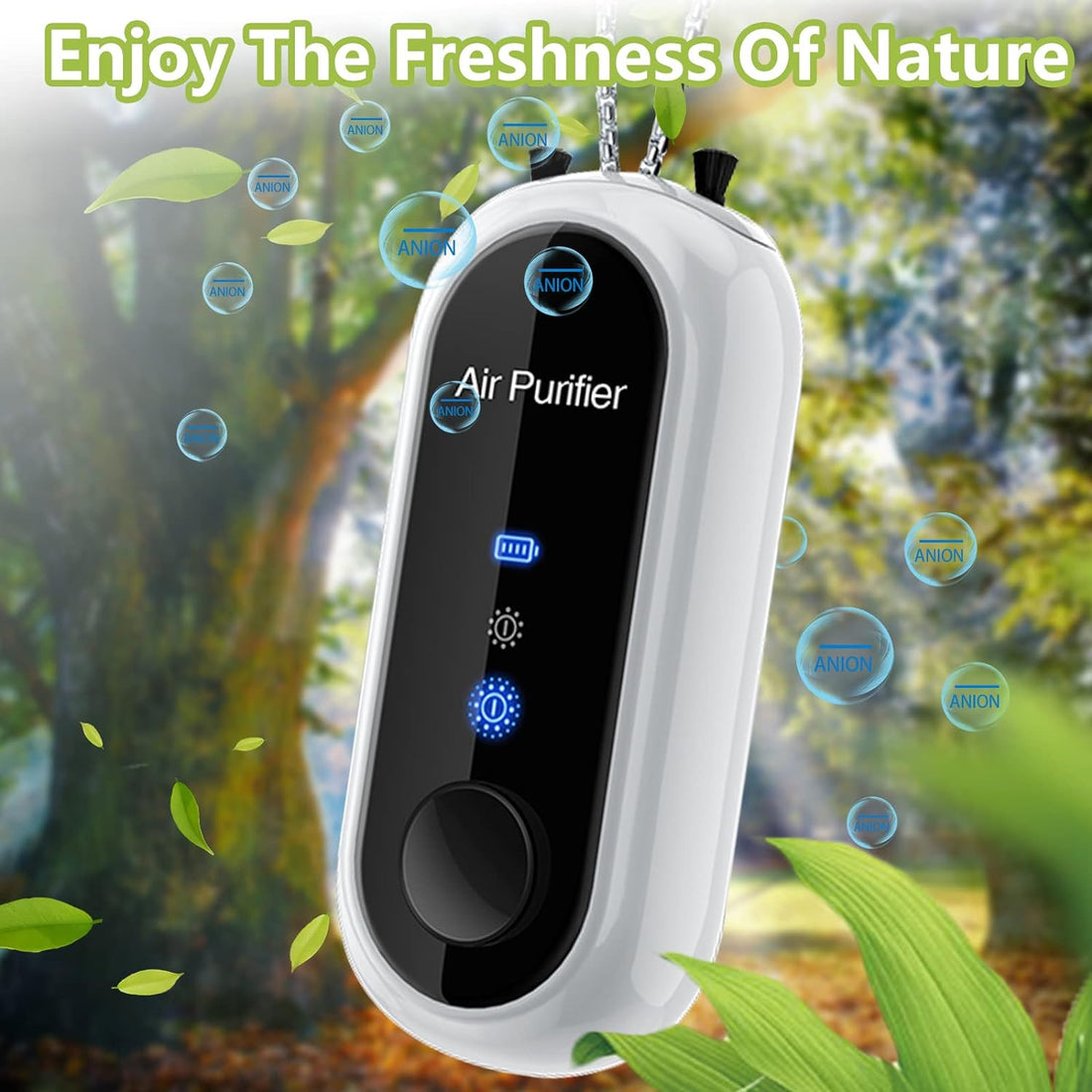 Portable and Personal Air Purifier Necklace, Wearable Negative Ionizer Generator Air Cleaner， Home Travel Ionizer for Adults and Kids