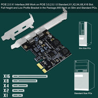 LTERIVER PCIE 2-Ports Superspeed 5Gbps Max USB 3.1 Gen1 Type C Card for Windows 11, 10, 8.1, 8.0, 7, XP (32/64bit) and Windows Server Desktop PCs, 2X USB-C 5Gbps Ports (PCE-U302C)