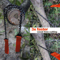 Survival Pocket Chainsaw 3X Faster Hand Saw Chain-33 Serrated 24 inch/16 Serrated 36 inch Folding Hand Saw Chain for Tree Cutting Hiking Camping Survival Gear with Bonus Paracord Bracelet Fire Starter