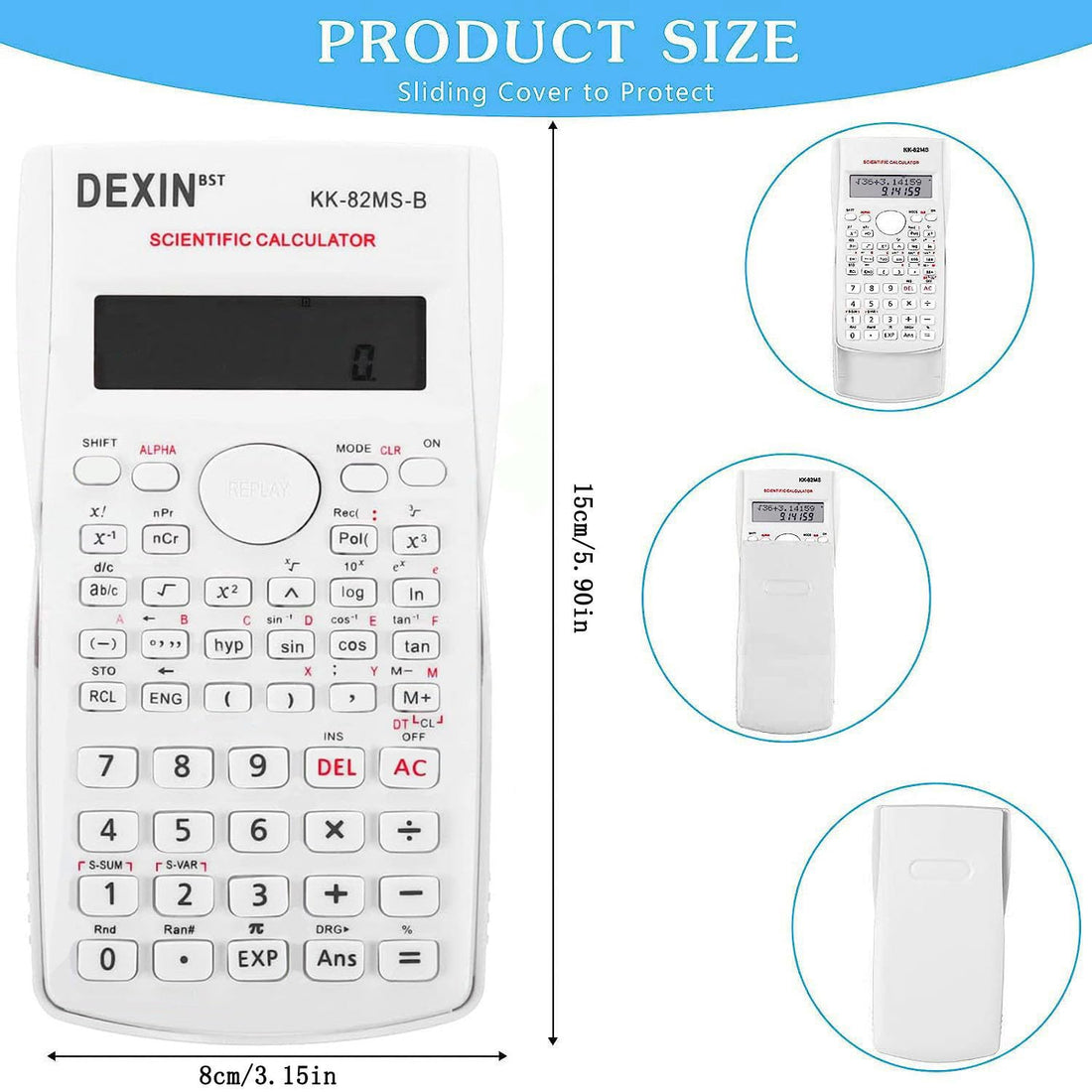 Scientific Calculators Desktop, Scientific Calculators for Students, Scientific Calculator 240 Functions 2 Line 10+2 Digits, Desk Math Calculator for School (White)