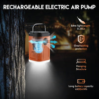 Electric air pump for inflatables, Mini Portable Rechargeable 1600mAh Quick Fill Inflate/Deflate For Paddling Pools Air Mattress AirBed Pool Floats Boat/Paddling Pool Beach Toys/Vacuum Sorage Bags