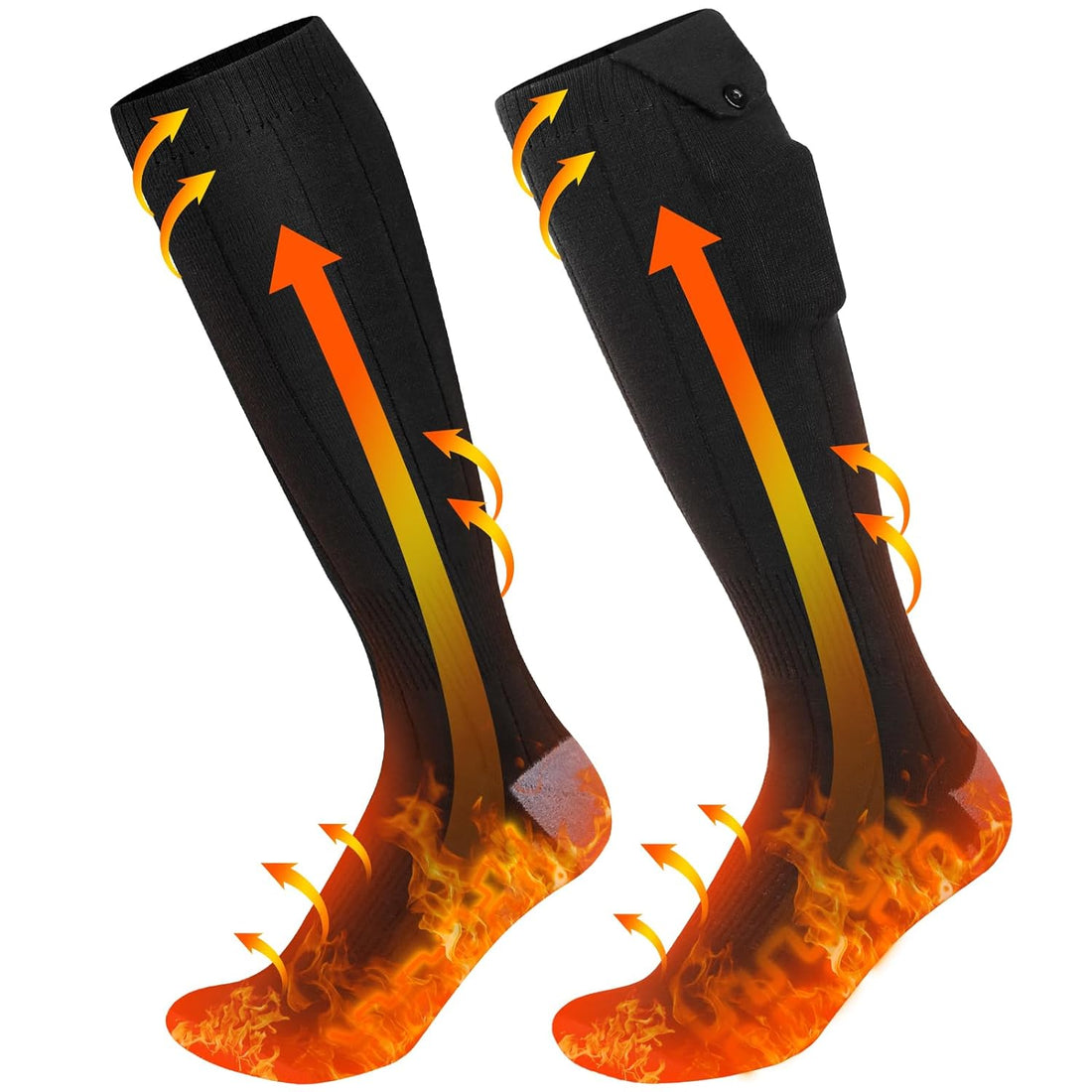 Ferdiiz Electric Heated Socks for Men Women, 2023 Upgraded 5000mAh Rechargeable Battery Heat Socks, Winter Washable Thermal Socks Foot Warmer for Outdoor Camping, Skiing, Black, Large