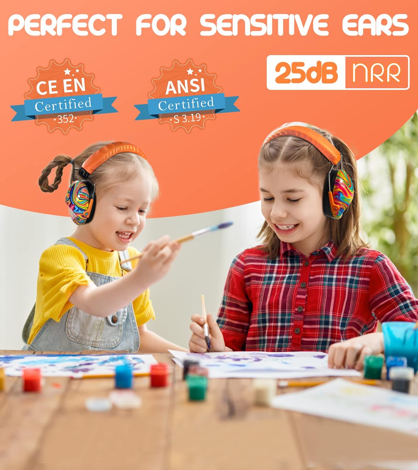 PROHEAR 032 2 Pack Kids Ear Protection, NRR 25dB, Adjustable Headband Safety Earmuffs for Sports Events, Concerts, Airports
