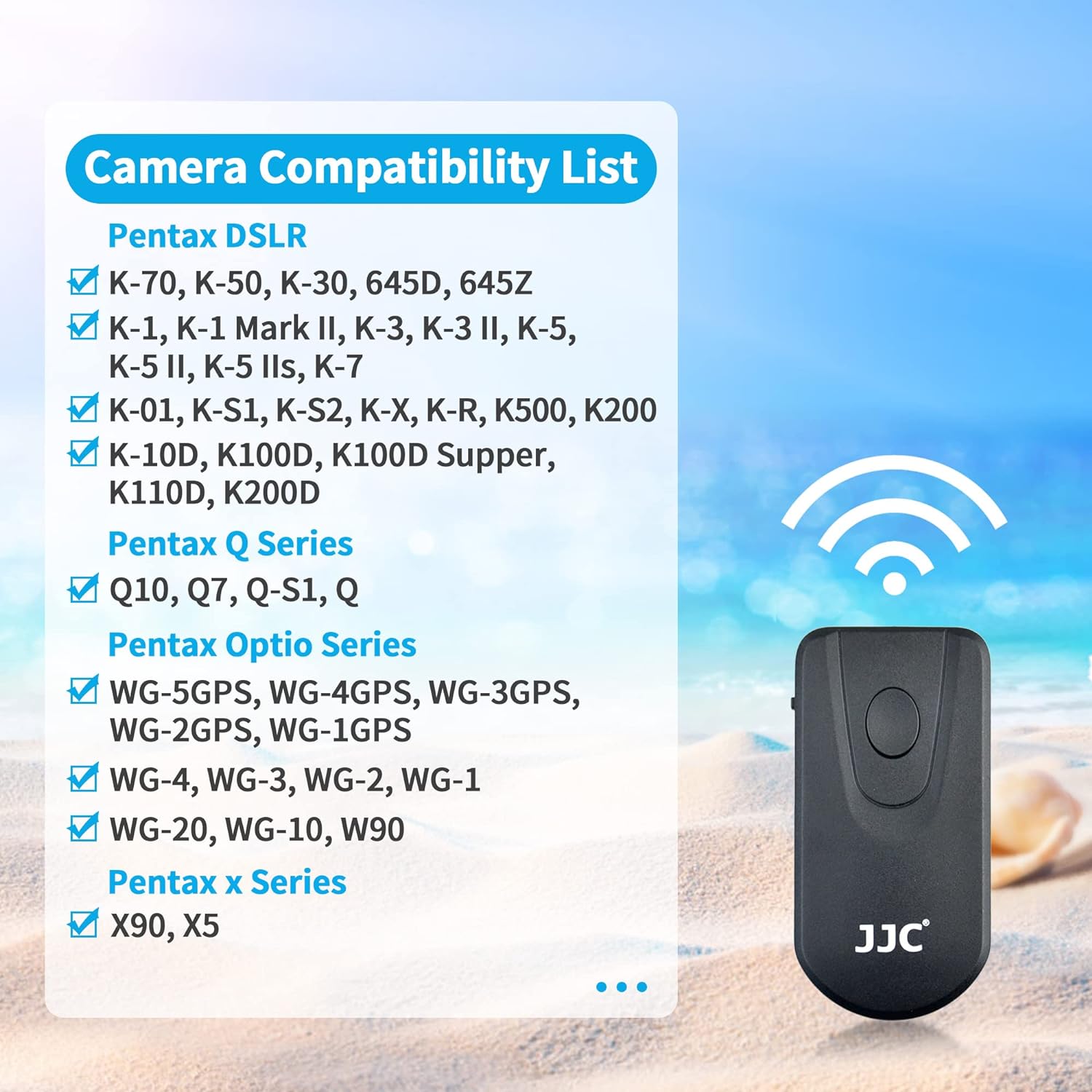 Wireless Shutter Release JJC Infrared Shutter Remote Control for Pentax WG-10 WG-3GPS WG-2GPS WG-1GPS WG-3 WG-2 K-70 K-1 K500 K-3II K-S2 K-S1 K-50 K5II K-5IIs K-01 K-30 K200 Replaces Pentax E/F/WP