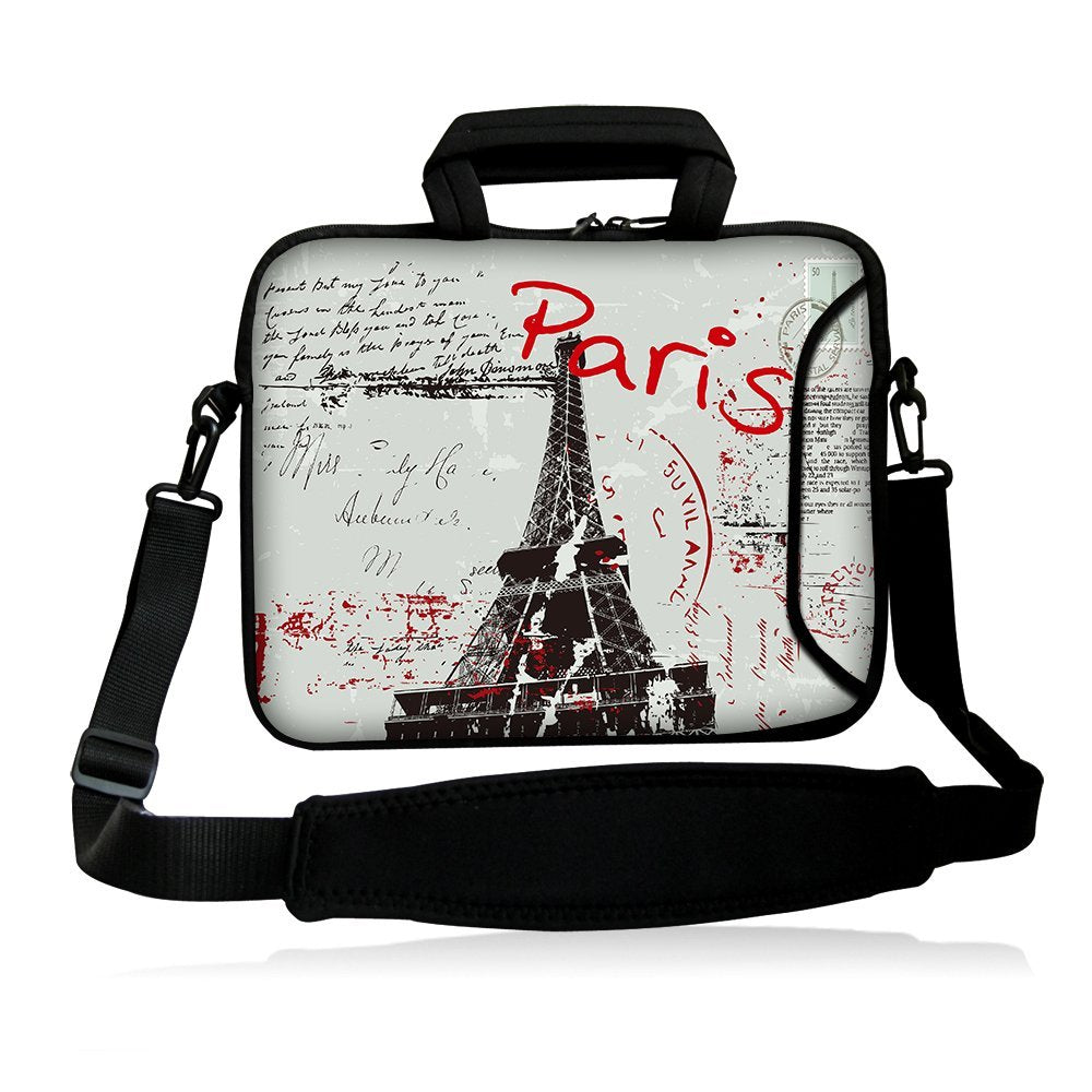 Colorfulbags Universal Paris 12" 12.1" 12.5" 13" 13.3" Inch Laptop Notebook Computer Shoulder Bag Messenger Bag Pouch Case Cover Handle Bag Holder Briefcase with Soft Carrying Handle Extra Side Pocket and Removable Shoulder S