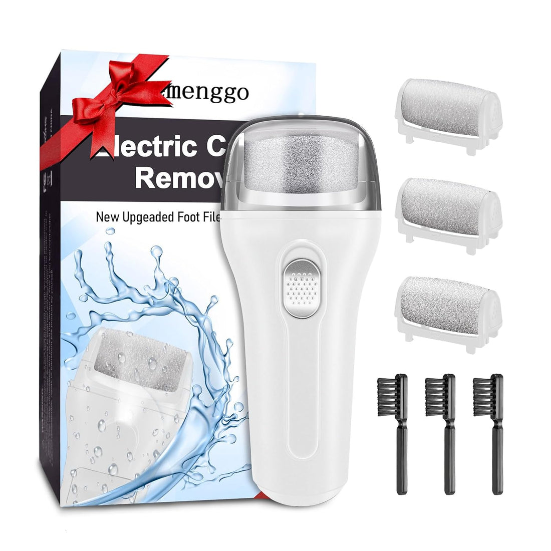 Foot Callus Remover Electric Callus Remover for Feet,Electric Foot Scrubber Dead Skin Remover,Professional Pedi Feet Care Perfect with 3 Rollers&2 Speed for Dead,Hard Cracked Dry Skin Ideal Gift(White