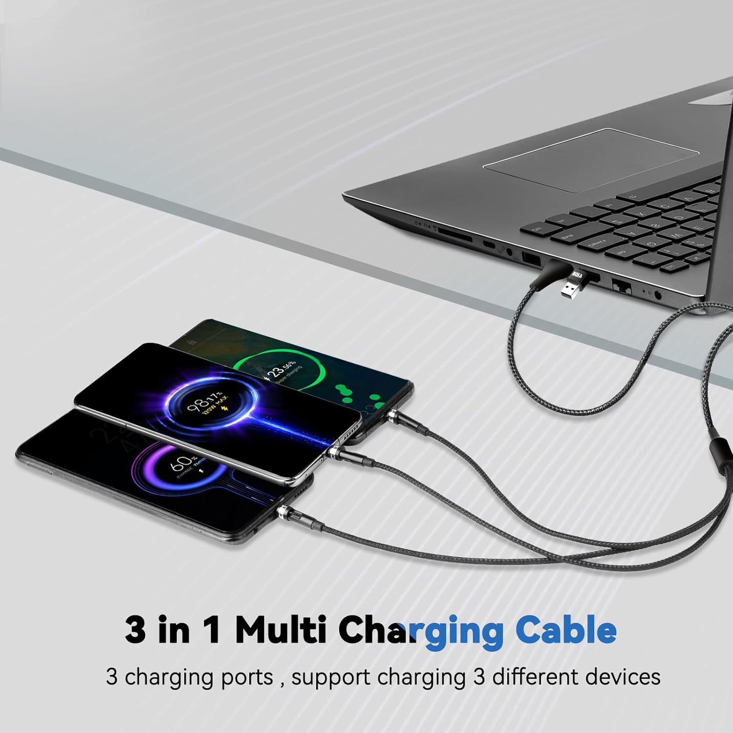 LHJRY Rotating Magnetic Multi Charging Cable, 4ft 6-in-1 Multiple Charger Cord Universal USB Magnetic Charge Cord Compatible with Phone/Micro USB/TypeC All Devices