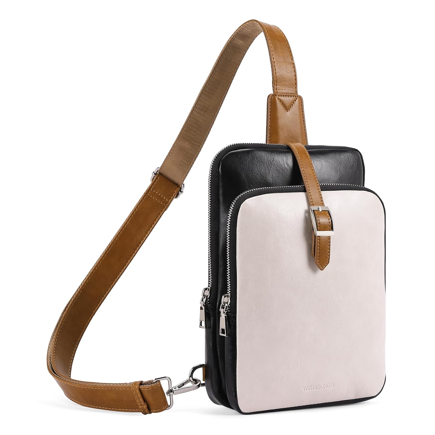 WESTBRONCO Crossbody Sling Bags for Women Men, High-capacity PU Leather Fashion Medium Fanny Bags Adjustable Strap for Gifts