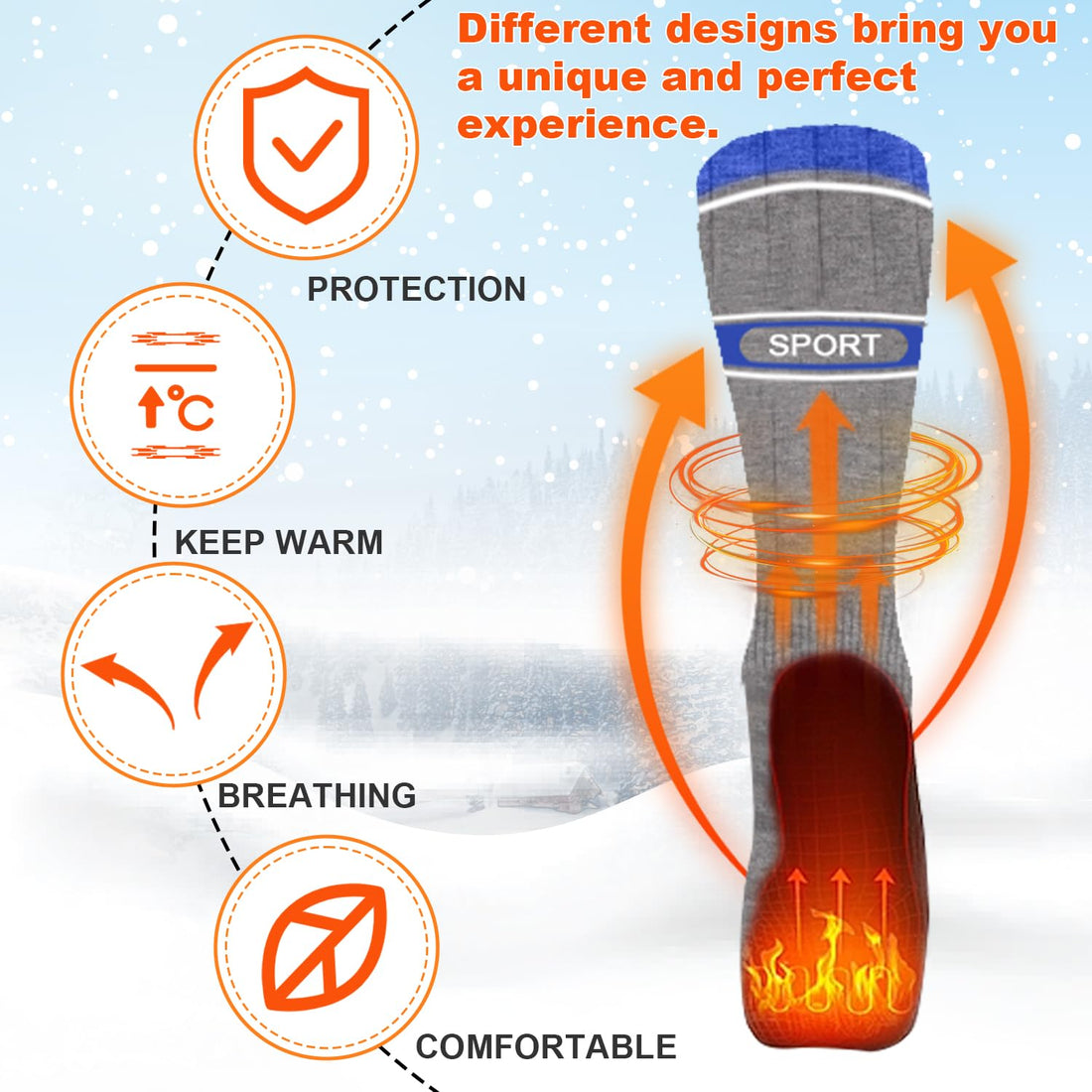 Heated Socks for Men Women,5000mAh Rechargeable Foot Warmer Electric Heating Socks with 3 Heating Settings & App Remote Control Thermal Electric Socks,Warm Socks for Hunting Skiing Camping Hiking