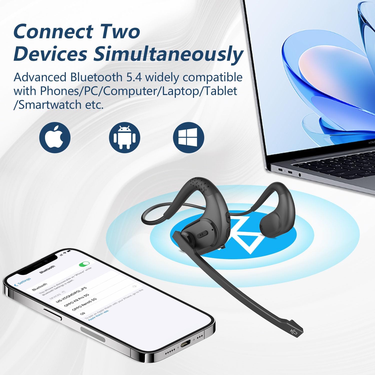 BANIGIPA Bluetooth Headset with Removable Microphone – Close-up Detail