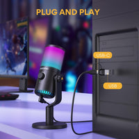 MAONO USB Gaming Microphone for PC, DM30 RGB Black