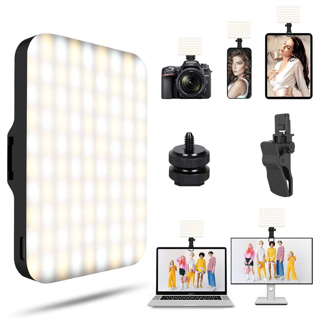 BANSINE Selfie Light, USB-Rechargeable LED Phone Light - Portable Photo Light with 97+ CRI, Up to 6500K Color Temperature Phone Light for Selfie, Zoom Conference, Video, Makeup and Live Stream