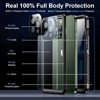 Temdan [Real 360 for iPhone 13 Pro Max Case Waterproof, Built-in 9H Tempered Glass Camera Lens & Screen Protection [13FTMilitary Dropproof][Full-Body Shockproof][Dustproof] Phone Case Black