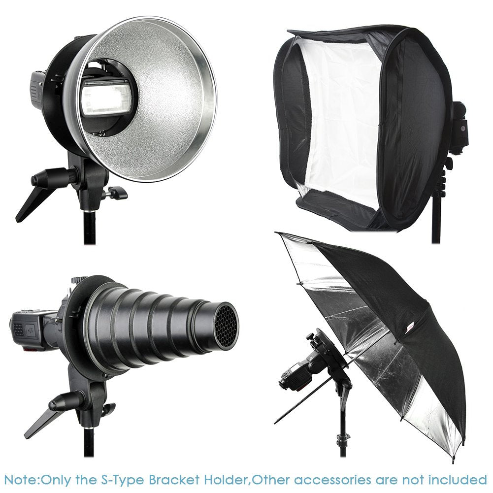 Neewer 2 Pieces S-Type Bracket Holder with Bowens Mount for Speedlite Flash Snoot Softbox Beauty Dish Reflector Umbrella