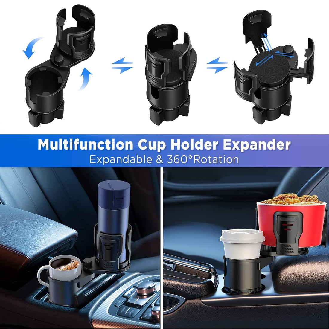 OUTXE Car Cup Holder Expander, Multifunction Drink Adapter Adjustable Expandable Cupholder for Seat Automotive Auto Truck RV