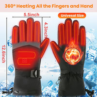 Heated Gloves for Men Women, 3-Heating Level USB Rechargeable Heated Gloves, 2 * 5v 5000mAh Battery Waterproof Electric Heated Gloves for Winter Riding Skiing Motorcycling Hunting, Universal Size