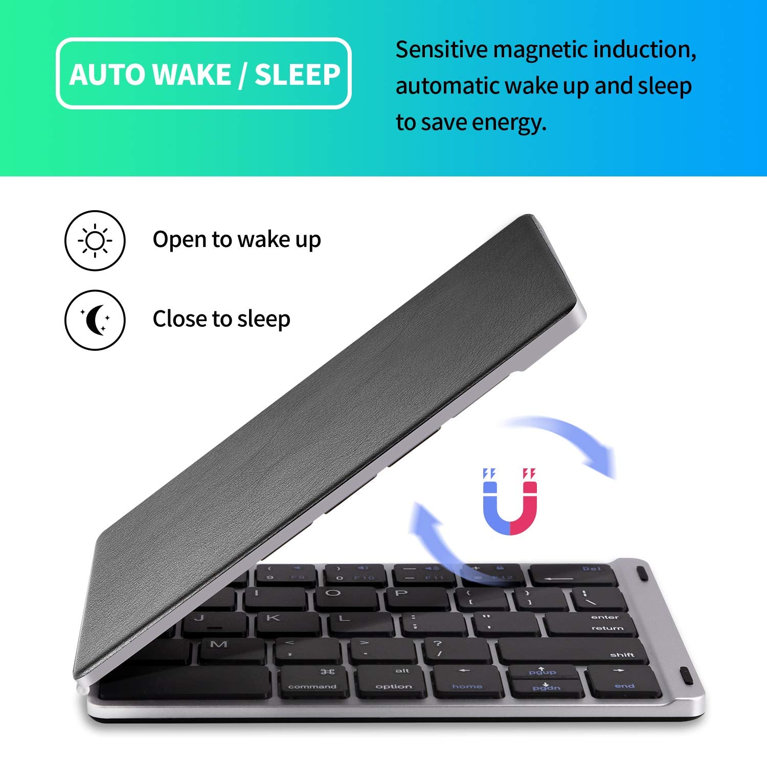 Samsers Foldable Bluetooth Keyboard - Portable Wireless Keyboard with Stand Holder, Rechargeable Full Size Ultra Slim Folding Keyboard Compatible iOS Android Windows Smartphone Tablet & Laptop-Silver