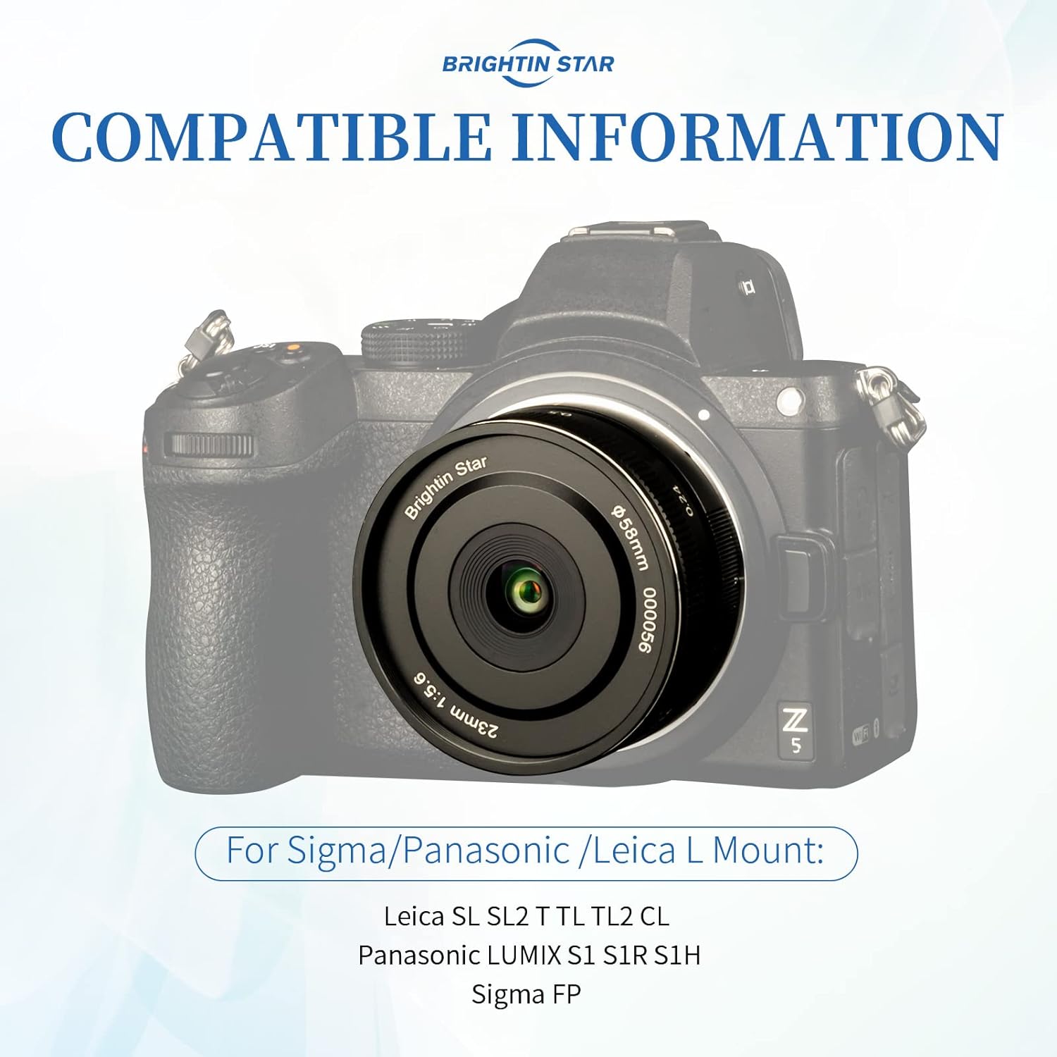 Brightin Star 23mm F5.6 Full Frame Portable Pancake Manual Focus Mirrorless Camera Lens, Fit for L-Mount Leica SL, SL2, T, TL, TL2, TL18, CL/Panasonic LUMIX S1, S1R, S1H/ Sigma FP