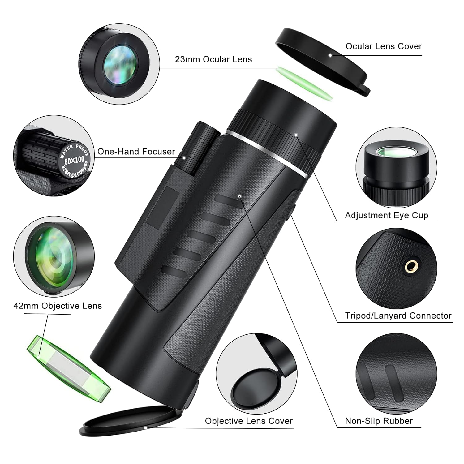 Pocooe Monocular 12X50 HD Monocular Telescope