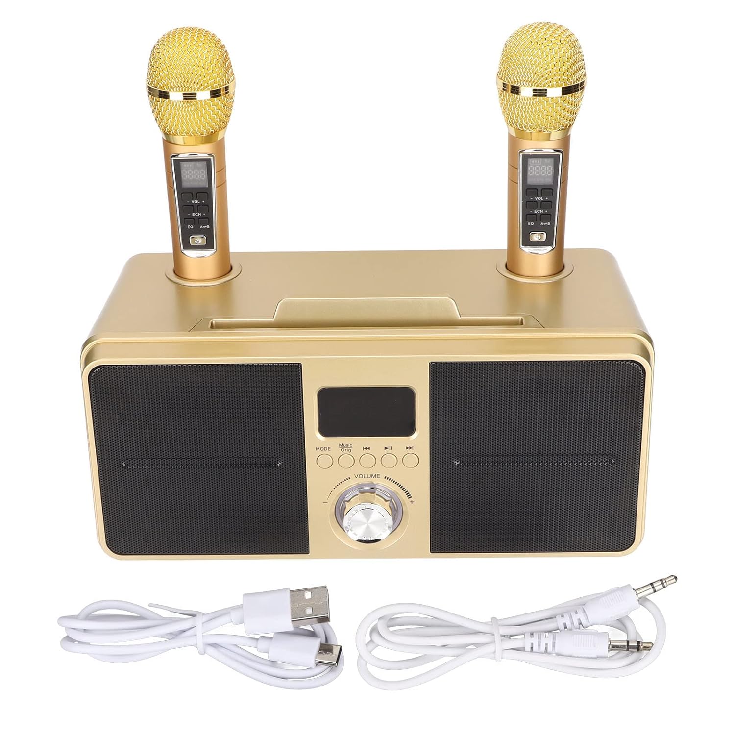 PUSOKEI Karaoke Machine, Portable Karaoke Speakers with 2 Wireless Microphones, Wireless Speaker System for KTV at Home, Gift for Adults and Kids