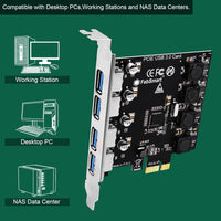 Feb Smart 4 Ports USB 3.0 Super Fast 5Gbps PCI Express(PCIe) Expansion Card for Windows XP