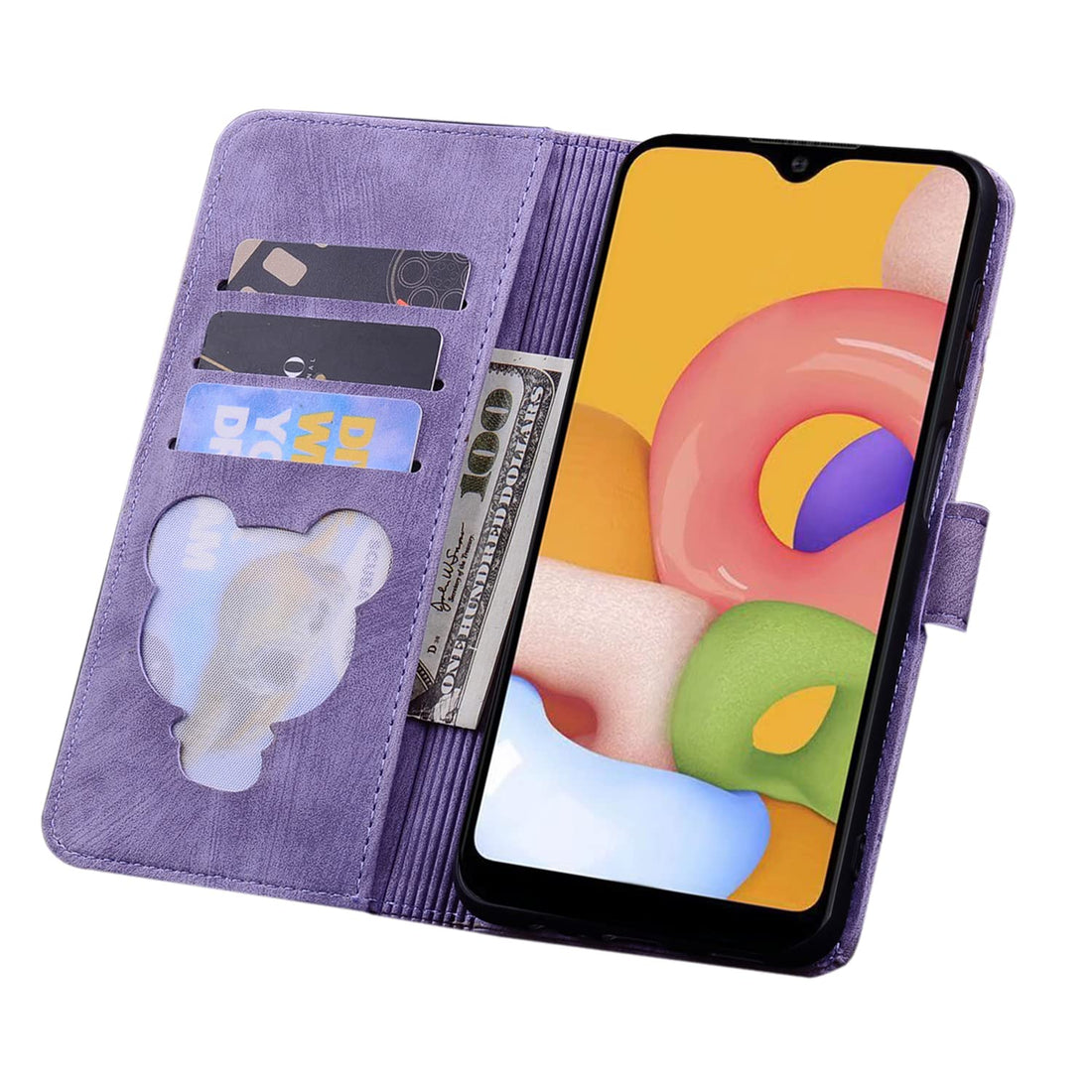 Rosbtib Flip Case for Samsung Galaxy A54 5G Cover, Premium PU Leather Magnetic Closure Case with Flip Wallet Stand Function Cover for Galaxy A54 5g 6.4 Inch - Cherry Cat Purple