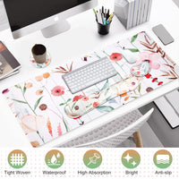 Large Gaming Mouse Pad,4in1 Extended Mousepad Set,Desk Pad+Keyboard Wrist Rest Pad+Mouse Mat with Wrist Support+Coaster,Waterproof Desk Mat Protector for Home Office Laptop Computer-Colorful Cotton