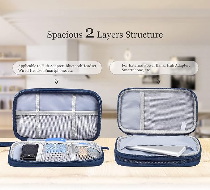 Portable, Waterproof Electronics Accessories Case and Organizer Bag for Cables, USB Drives and Chargers