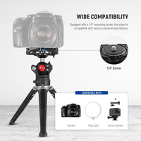 NEEWER Mini Camera Tripod with 2 in 1 Phone Holder/Action Cam Adapter/Flexible Arm for LED Light/Mic, Portable Travel Tripod Compatible with GoPro iPhone for Vlogging Filming Video Recording, TS006